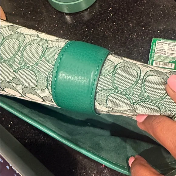 Coach Signature Green Jacquard Flap Crossbody Bag - Picture 5 of 5